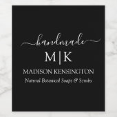 Monogram oder Logo-handmade Business Black Label h Weinetikett (Einzelnes Label)