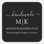 Monogram oder Logo hinzufügen Handmade Business Bl Quadratischer Aufkleber (Vorderseite)