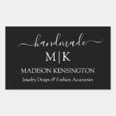 Monogram oder Logo hinzufügen Handmade Business Bl Rechteckiger Aufkleber (Vorderseite)