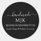 Monogram oder Logo hinzufügen Handmade Business Bl Runder Aufkleber (Vorderseite)