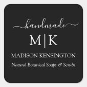 Monogram oder Logo hinzufügen Handmade Business Kl Quadratischer Aufkleber (Vorderseite)