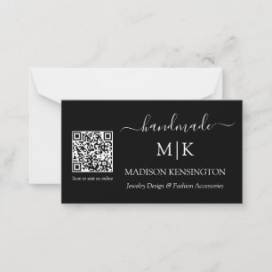 Monogram oder Logo hinzufügen Handmade Business QR Mitteilungskarte