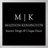 Monogram oder Logo-Werbeaktion schwarz hinzufügen Poster (Vorne)