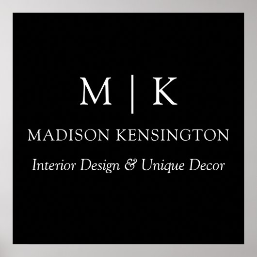 Monogram oder Logo-Werbeaktion schwarz hinzufügen Poster (Vorne)