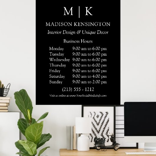 Monogram oder Logo-Werbeaktion schwarz hinzufügen Poster (Heimbüro)