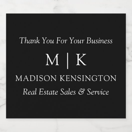 Monogram oder Logo-Werbeaktion schwarz hinzufügen Schaumweinetikett (Einzelnes Label)