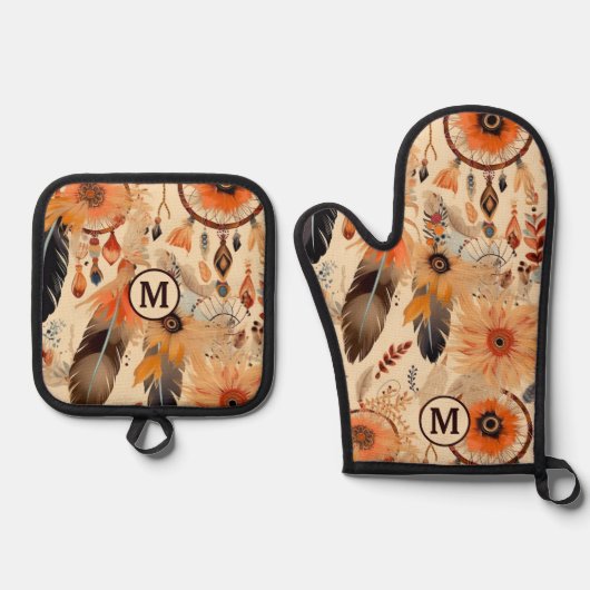 Monogram Ofenhandschuh & Topflappen-Set (Vorderseite)