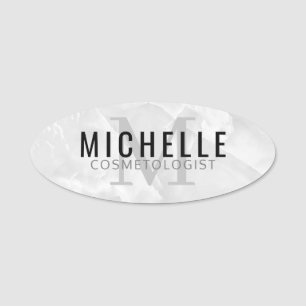 Monogram Office - White Marble Rock Namensschild