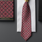 Monogram Old Rose Burgundy Vintag Floral Men's Krawatte