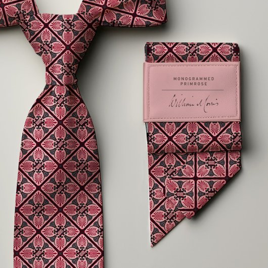 Monogram Old Rose Burgundy Vintag Floral Men's Krawatte