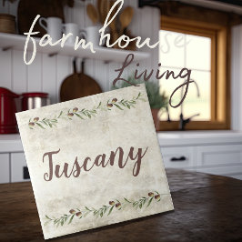 Monogram Olive Garland Rustikale Braune Toskana Fliese