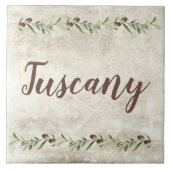 Monogram Olive Garland Rustikale Braune Toskana Fliese (Vorderseite)