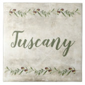 Monogram Olive Garland Rustikale Grüne Toskana Fliese (Vorderseite)