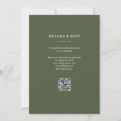 Monogram Olive Green QR Code Hochzeit Einladung (Rückseite)