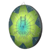 Monogram ombre blauer Cyan aquamarin grüner farbig Dartscheibe (Vorderseite rechts)