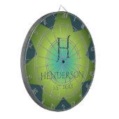 Monogram ombre blauer Cyan aquamarin grüner farbig Dartscheibe (Vorderseite Links)