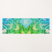 Monogram ombre blue cyan green nautical abstrakt yogamatte (Vorderseite (Horizontal))