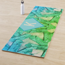 Monogram ombre blue cyan green nautical abstrakt