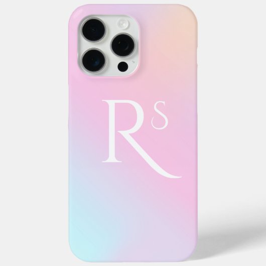 Monogram Ombre Holographic Pink Girly Personalisie Case-Mate iPhone Hülle (Rückseite)