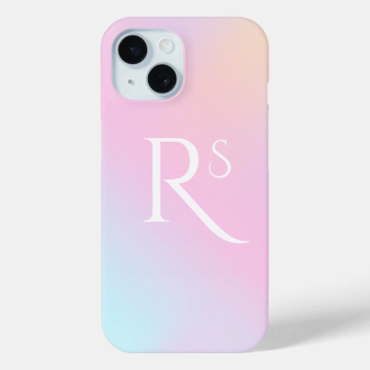 Monogram Ombre Holographic Pink Girly Personalisie Case-Mate iPhone Hülle (Rückseite)