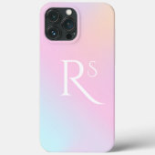 Monogram Ombre Holographic Pink Girly Personalisie Case-Mate iPhone Hülle (Rückseite)