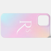 Monogram Ombre Holographic Pink Girly Personalisie Case-Mate iPhone Hülle (Rückseite (Horizontal))