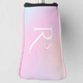 Monogram Ombre Holographic Pink Girly Personalized Golf Headcover (Rotieren 90)