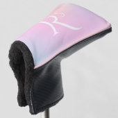 Monogram Ombre Holographic Pink Girly Personalized Golf Headcover (3/4 Vorderseite)