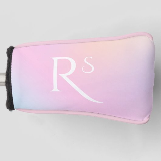 Monogram Ombre Holographic Pink Girly Personalized Golf Headcover (Vorderseite)