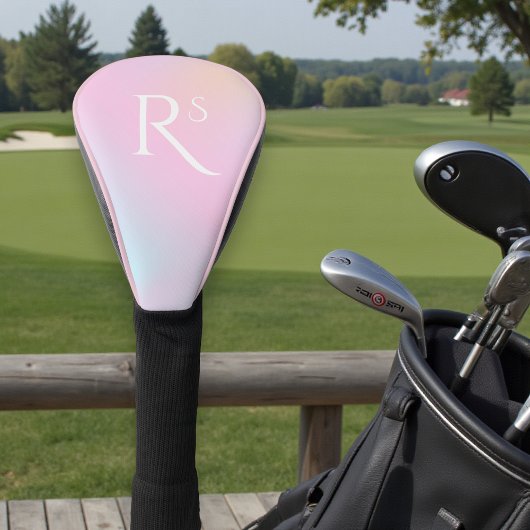 Monogram Ombre Holographic Pink Girly Personalized Golf Headcover