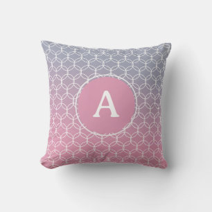 Monogram Ombre Pink Lilac Geometric Kissen