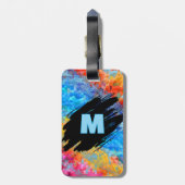 Monogram on Rainbow Abstract Background Gepäckanhänger (Rückseite vertikal)
