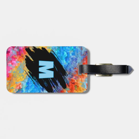 Monogram on Rainbow Abstract Background Gepäckanhänger (Rückseite horizontal)