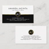 Monogram On White Black Layers Visitenkarte (Vorne/Hinten)