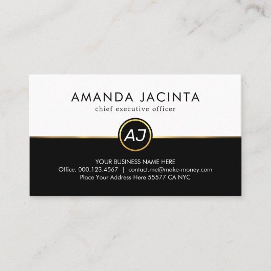 Monogram On White Black Layers Visitenkarte (Vorderseite)