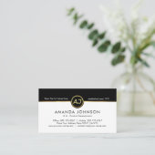 Monogram One Gold Line Black White Layers Visitenkarte (Stehend Vorderseite)