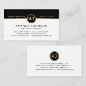 Monogram One Gold Line Black White Layers Visitenkarte (Vorne/Hinten)