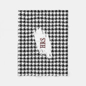 Monogram or Name, Black & White Houndstooth Fleecedecke (Vorderseite)