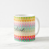 Monogram Orange Aquamarin Ikat Zickzack Zig Zag Mu Kaffeetasse (VorderseiteRechts)