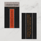 Monogram Orange & Black Burlap Linen Rustic Jute Visitenkarte (Vorne/Hinten)