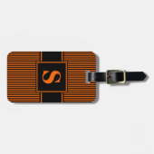 Monogram Orange Black Pinstripe Gepäckanhänger (Vorderseite horizontal)
