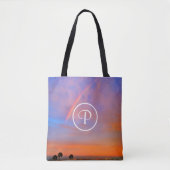 Monogram Orange Blue Sunset Rainbow Foto Modern Tasche (Vorderseite)