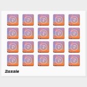 Monogram Orange Blue Sunset Rainbow Fotografie Quadratischer Aufkleber (Blatt)