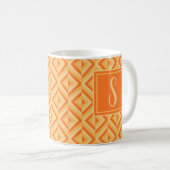 Monogram Orange Drei-Tonen-Diamantmuster Kaffeetasse (VorderseiteRechts)