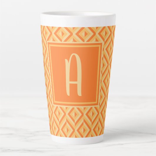 Monogram Orange Drei-Tonen-Diamantmuster Milchtasse (Vorderseite)