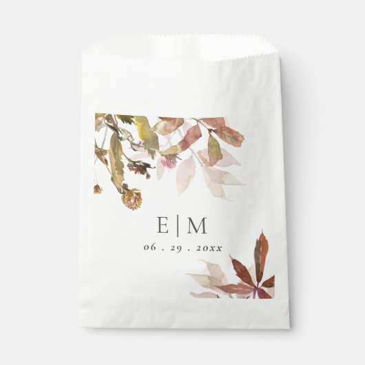 Monogram Orange Fall Tree Blätter Hochzeit Geschenktütchen (Vorderseite)