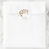Monogram Orange Fall Tree Blätter Hochzeit Runder Aufkleber (Tasche)