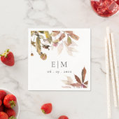 Monogram Orange Fall Tree Blätter Hochzeit Serviette (Beispiel)
