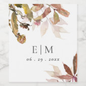 Monogram Orange Fall Tree Blätter Hochzeit Weinetikett (Einzelnes Label)