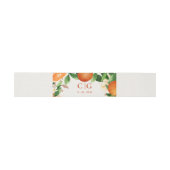 Monogram Orange Florals Citrus Wedding Einladungsbanderole (Flach)